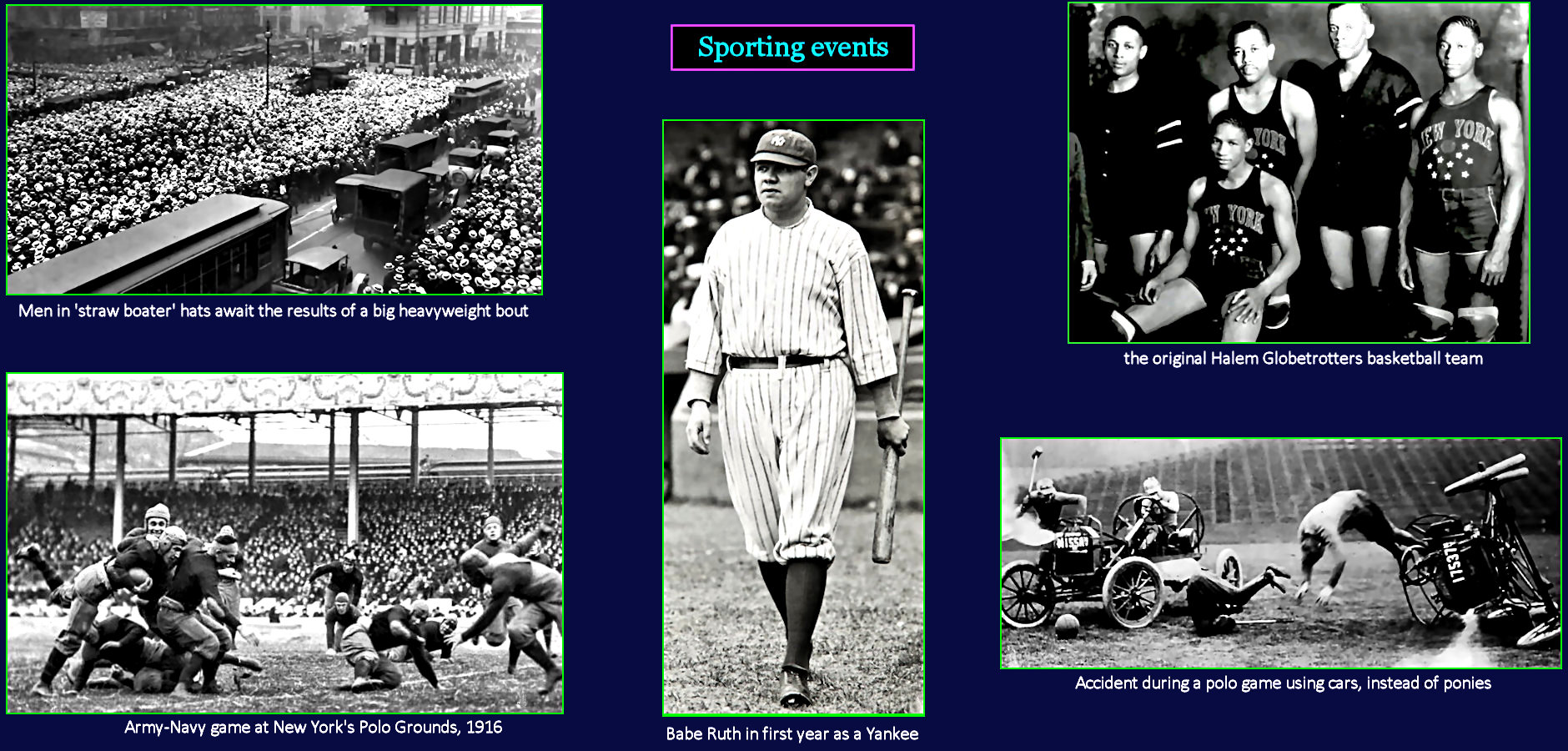 Babe Ruth, football and basketball, 1920s